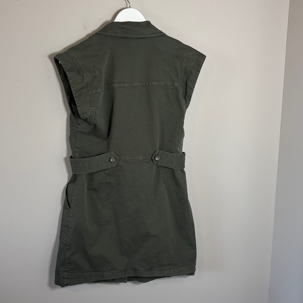 Veronica Beard Jax Dress Army Green Shirtdress Cap Sleeve Mini Cargo Sz 8 - Picture 8 of 16